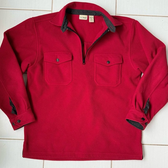 L.L.Bean 1/4 Zip Fleece Pull Over COZY!! Men’s Size M in Red - Picture 4 of 10